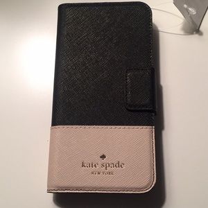 Black and tan Kate Spade wallet phone case